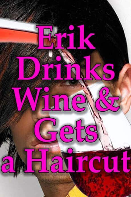    A middle-aged man enjoys an evening consisting of drinking wine and getting a haircut.  